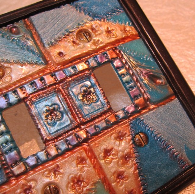 Peacock "Crazy Quilt" switchplate