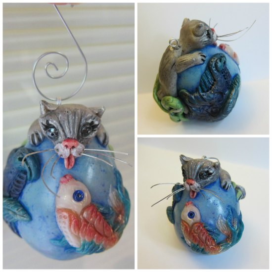Gone Fishing: handcrafted egg art ornament