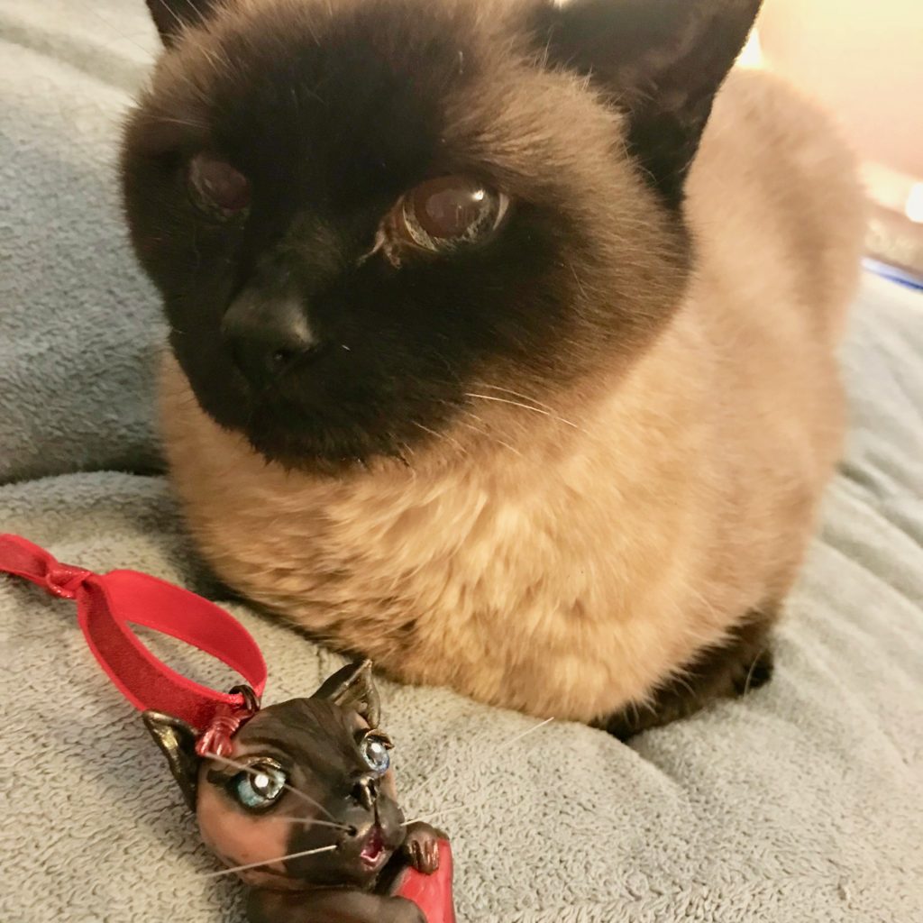 Emily Siamese Cat with Polymer Ornament 