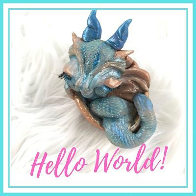 Hello World baby blue dragon by Marie Young