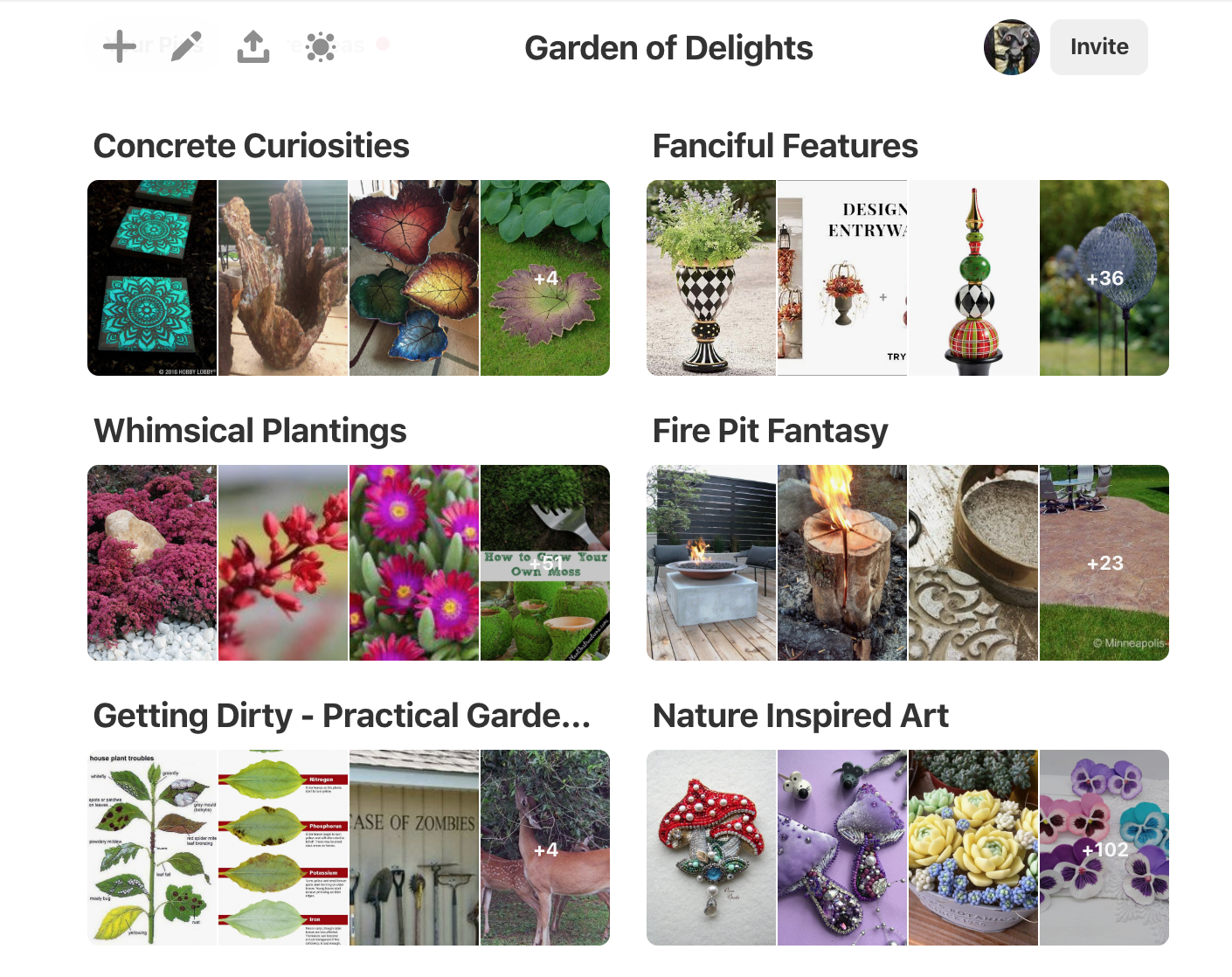 Examples of whimsical garden Pinterest Board