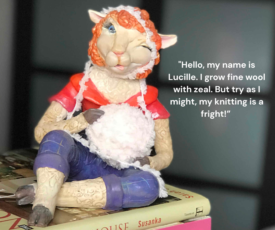 Sculpture of sheep knitting